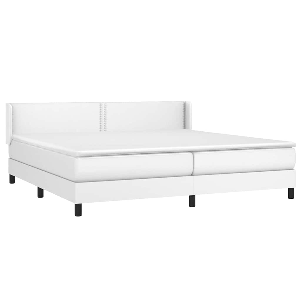 Box Spring Postel S Matrací Bílá 200X200 Cm Umělá Kůže