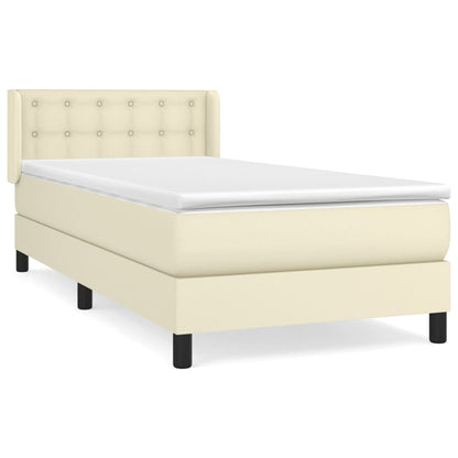 Box Spring Postel S Matrací Krémová 90X190 Cm Umělá Kůže