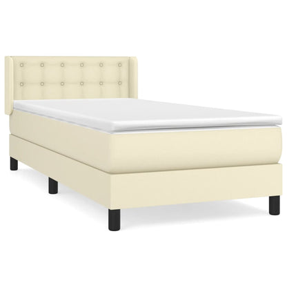 Box Spring Postel S Matrací Krémová 90X200 Cm Umělá Kůže