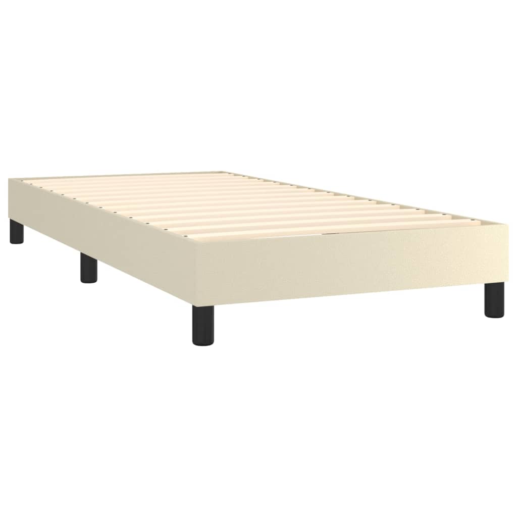 Box Spring Postel S Matrací Krémová 90X200 Cm Umělá Kůže