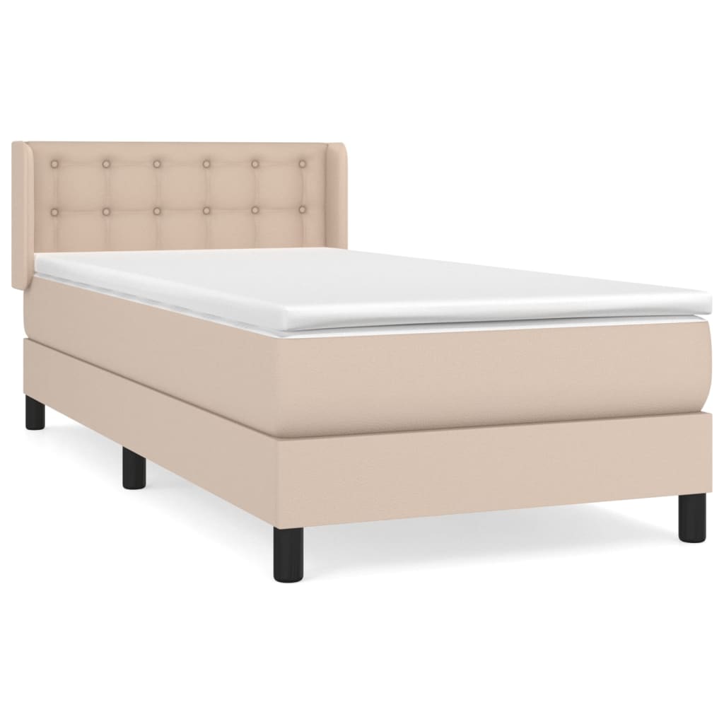 Box Spring Postel S Matrací Cappuccino 90X200 Cm Umělá Kůže