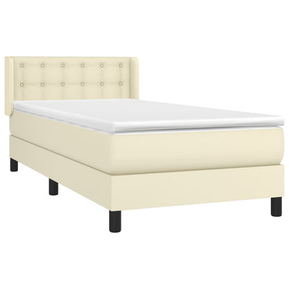 Box Spring Postel S Matrací Krémová 100X200 Cm Umělá Kůže