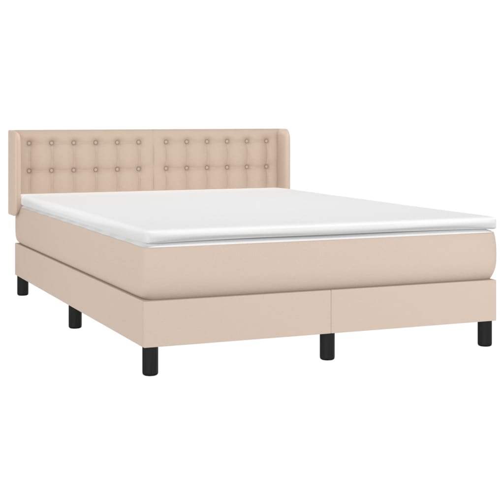 Box Spring Postel S Matrací Cappuccino 140X190 Cm Umělá Kůže