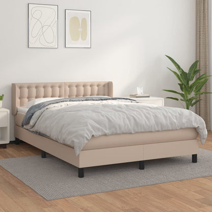 Box Spring Postel S Matrací Cappuccino 140X190 Cm Umělá Kůže