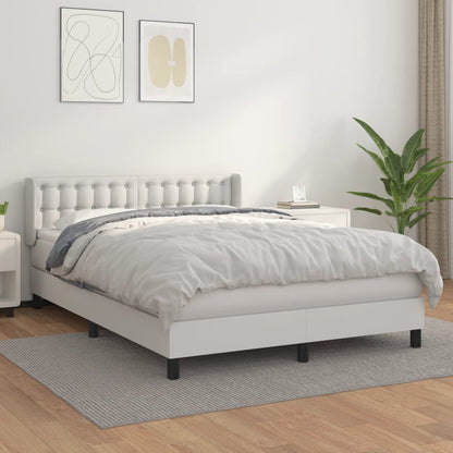 Box Spring Postel S Matrací Bílá 140X200 Cm Umělá Kůže