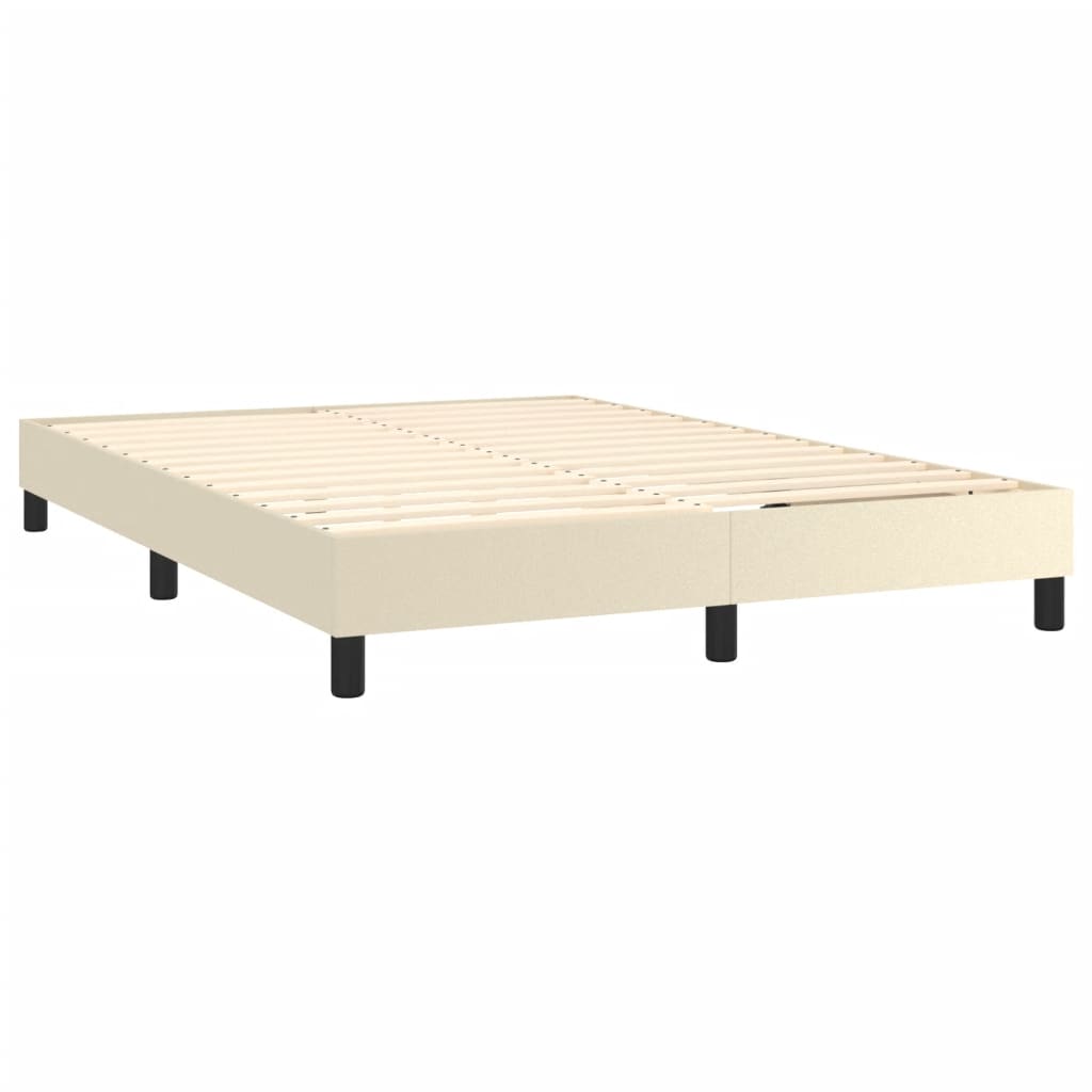 Box Spring Postel S Matrací Krémová 140X200 Cm Umělá Kůže