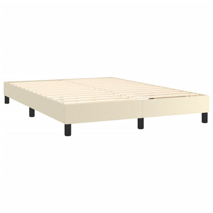 Box Spring Postel S Matrací Krémová 140X200 Cm Umělá Kůže