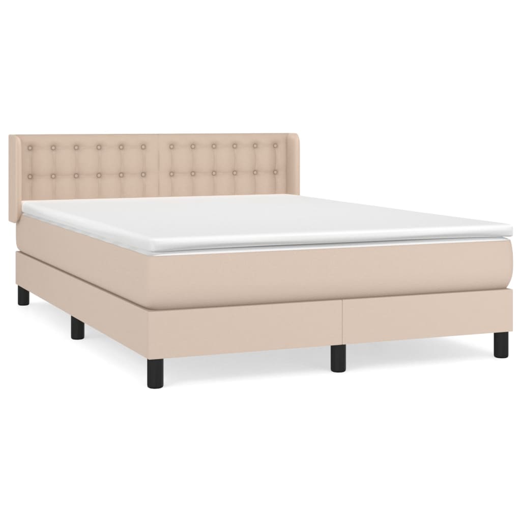 Box Spring Postel S Matrací Cappuccino 140X200 Cm Umělá Kůže