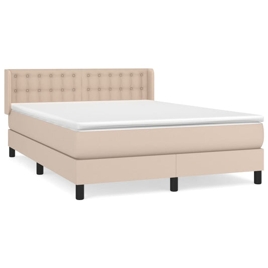 Box Spring Postel S Matrací Cappuccino 140X200 Cm Umělá Kůže
