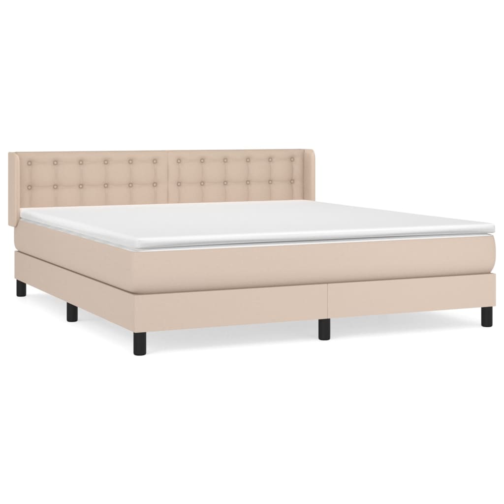 Box Spring Postel S Matrací Cappuccino 160X200 Cm Umělá Kůže