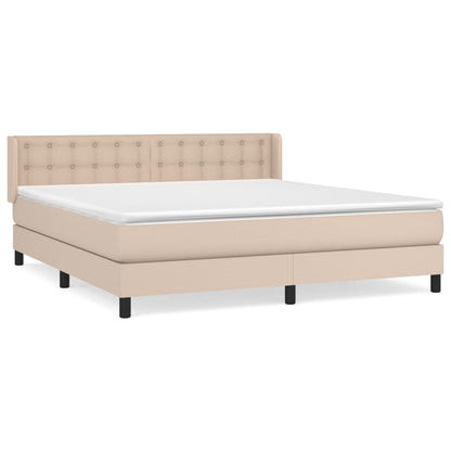 Box Spring Postel S Matrací Cappuccino 160X200 Cm Umělá Kůže