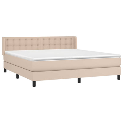 Box Spring Postel S Matrací Cappuccino 160X200 Cm Umělá Kůže