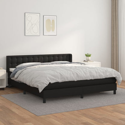 Box Spring Postel S Matrací Černá Umělá Kůže Černá