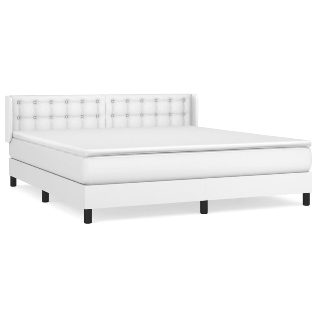 Box Spring Postel S Matrací Bílá 180X200 Cm Umělá Kůže