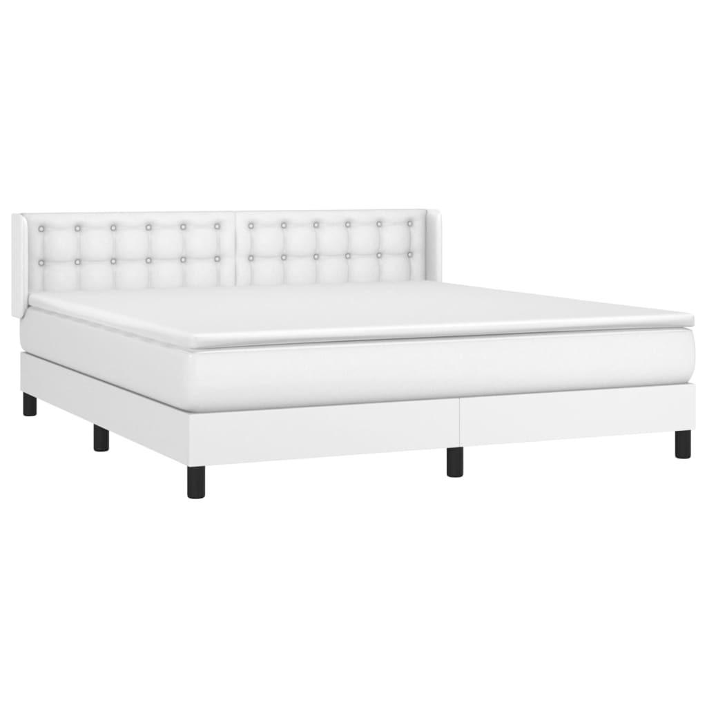 Box Spring Postel S Matrací Bílá 180X200 Cm Umělá Kůže