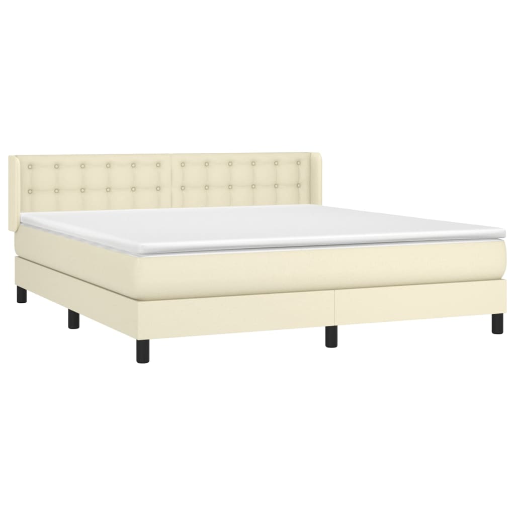 Box Spring Postel S Matrací Krémová 180X200 Cm Umělá Kůže