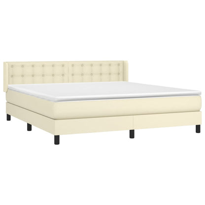 Box Spring Postel S Matrací Krémová 180X200 Cm Umělá Kůže