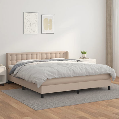 Box Spring Postel S Matrací Cappuccino 180 X 200 Cm Umělá Kůže