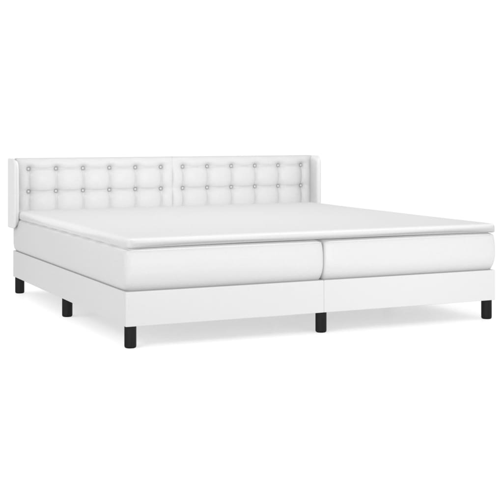 Box Spring Postel S Matrací Bílá 200X200 Cm Umělá Kůže