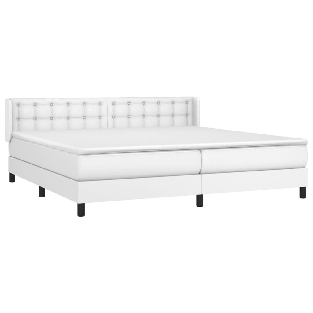 Box Spring Postel S Matrací Bílá 200X200 Cm Umělá Kůže