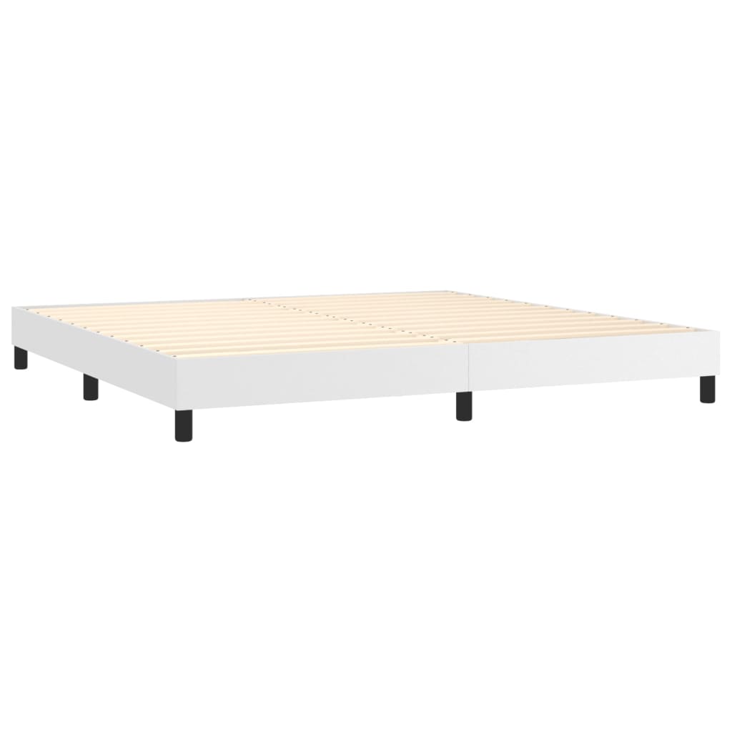 Box Spring Postel S Matrací Bílá 200X200 Cm Umělá Kůže