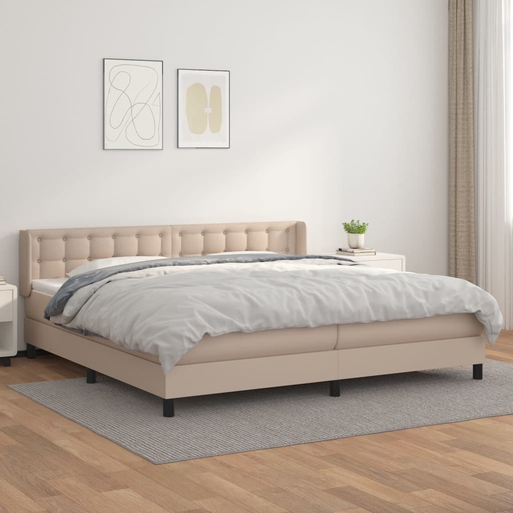 Box Spring Postel S Matrací Cappuccino 200 X 200 Cm Umělá Kůže