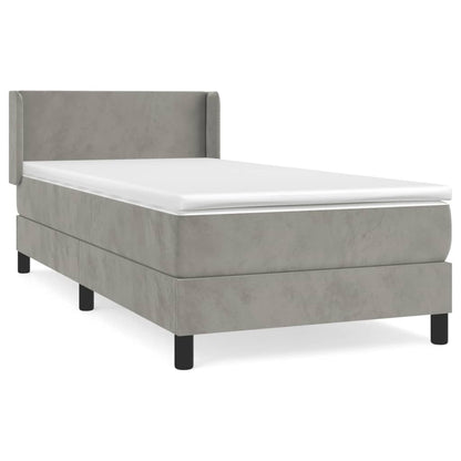 Box Spring Postel S Matrací Samet Světle Šedá