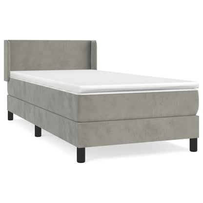 Box Spring Postel S Matrací Samet Světle Šedá