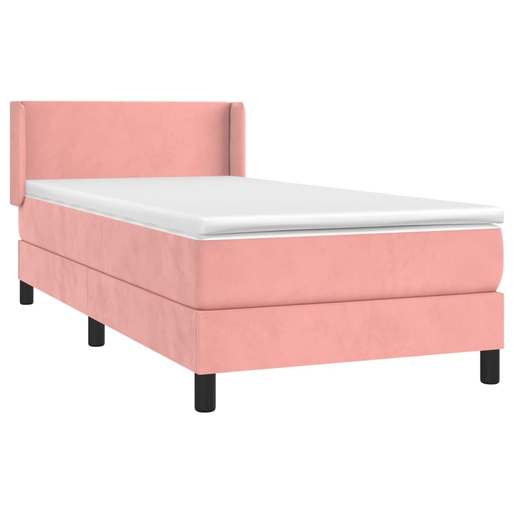 Box Spring Postel S Matrací Samet Růžová