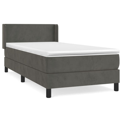 Box Spring Postel S Matrací Samet Tmavě Šedá