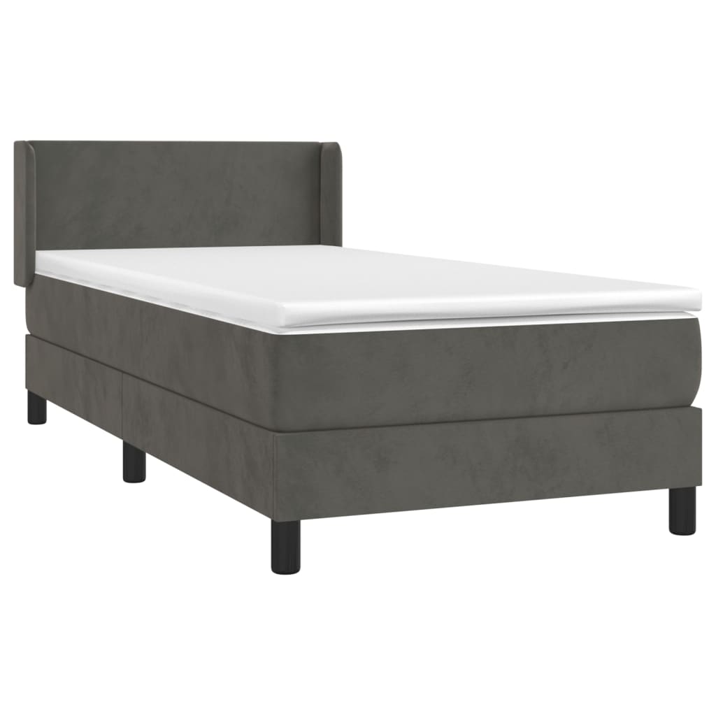 Box Spring Postel S Matrací Samet Tmavě Šedá