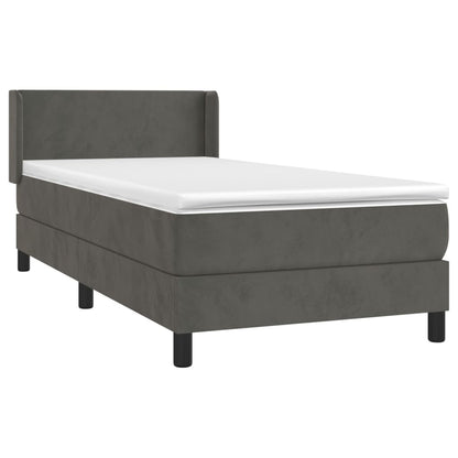 Box Spring Postel S Matrací Samet Tmavě Šedá