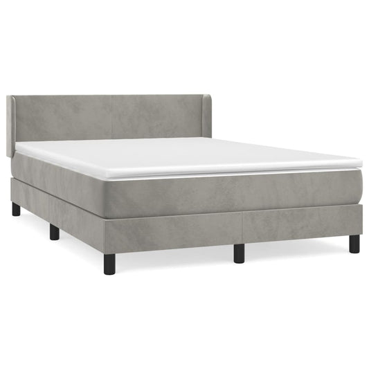 Box Spring Postel S Matrací Samet Světle Šedá
