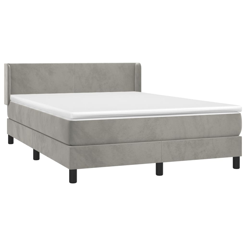 Box Spring Postel S Matrací Samet Světle Šedá