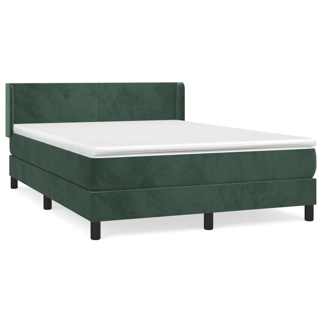 Box Spring Postel S Matrací Samet Tmavě Zelená