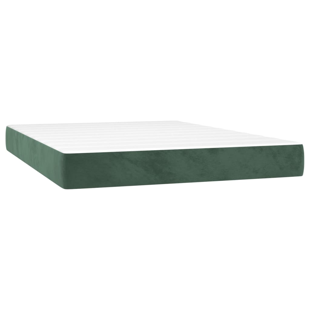Box Spring Postel S Matrací Samet Tmavě Zelená