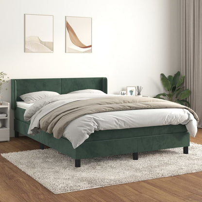 Box Spring Postel S Matrací Samet Tmavě Zelená