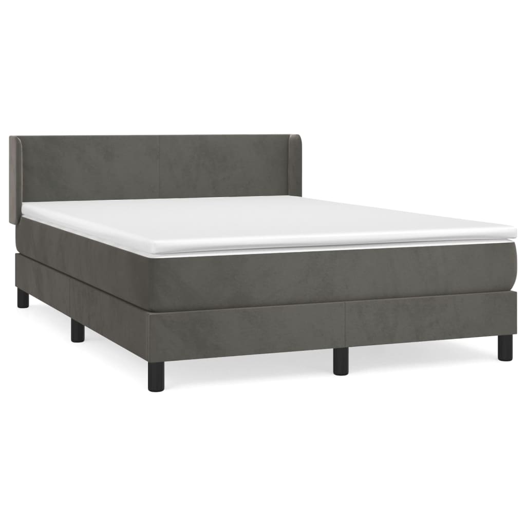 Box Spring Postel S Matrací Samet Tmavě Šedá