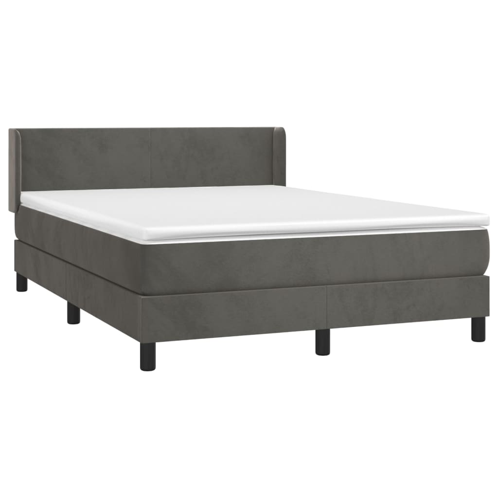 Box Spring Postel S Matrací Samet Tmavě Šedá