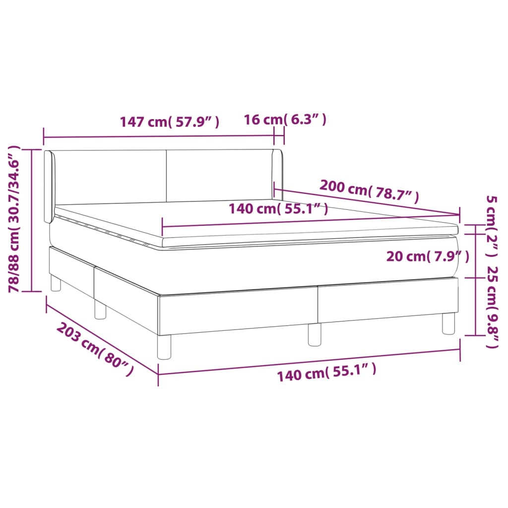 Box Spring Postel S Matrací Samet Tmavě Šedá