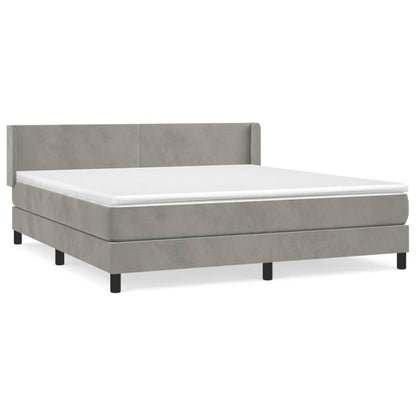 Box Spring Postel S Matrací Samet Světle Šedá
