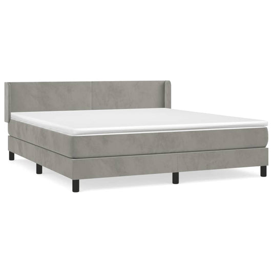 Box Spring Postel S Matrací Samet Světle Šedá
