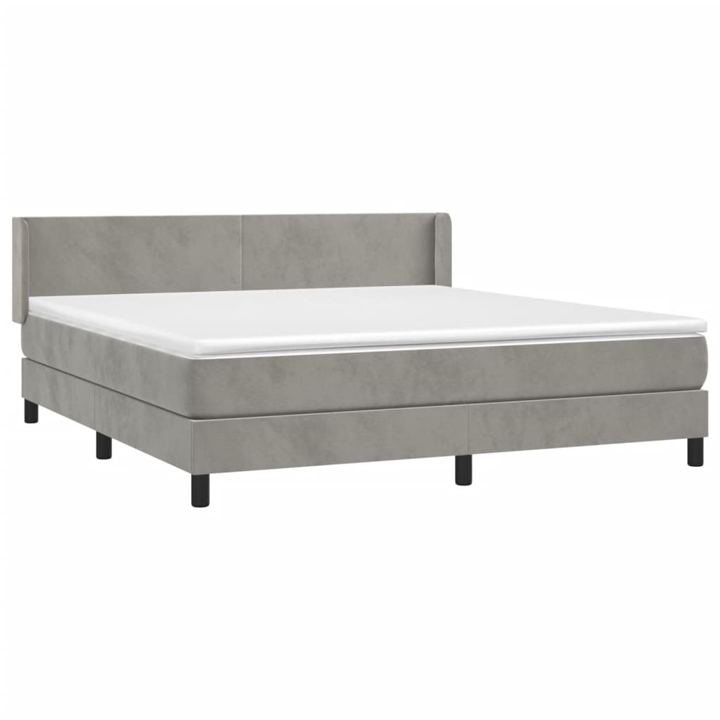 Box Spring Postel S Matrací Samet Světle Šedá