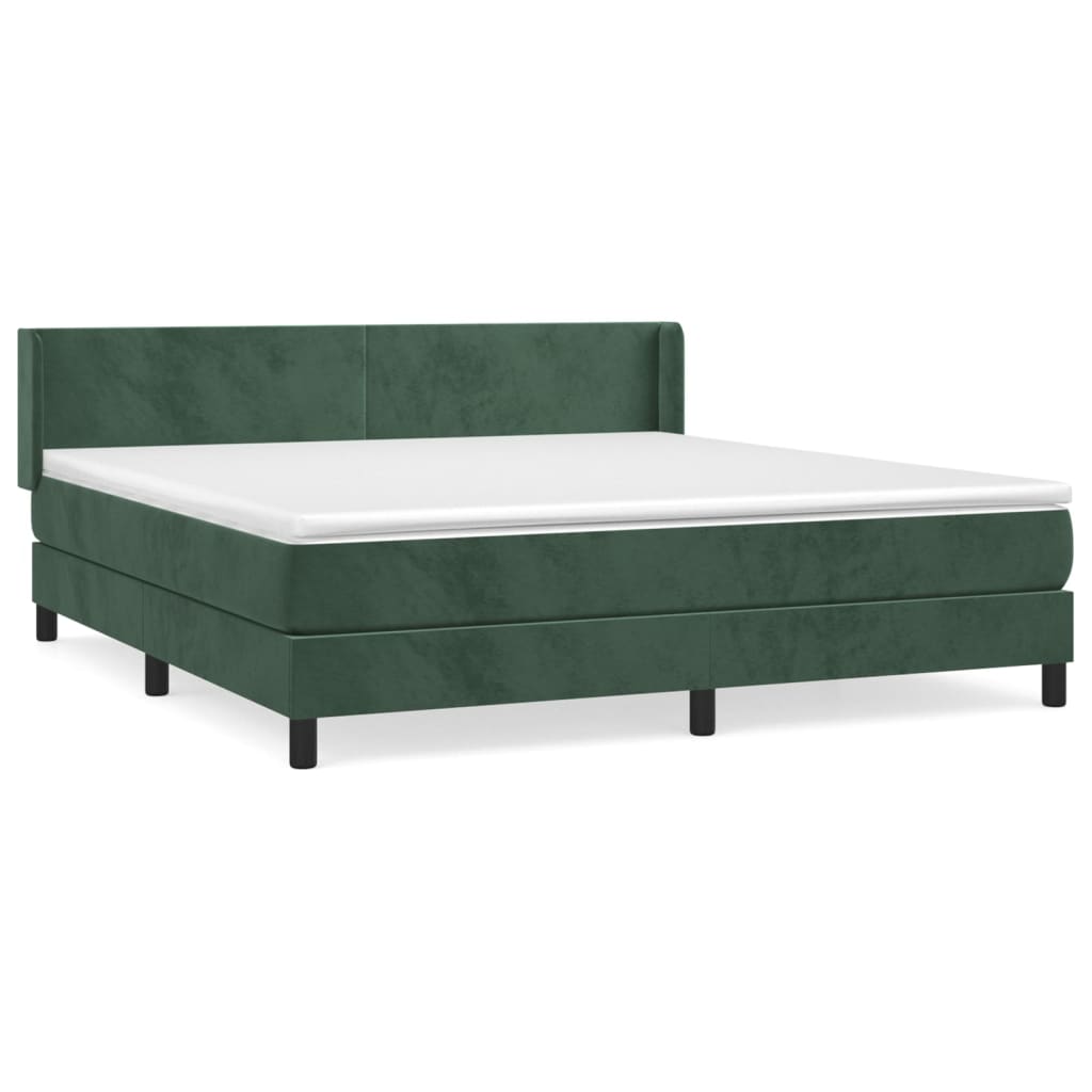 Box Spring Postel S Matrací Samet Tmavě Zelená
