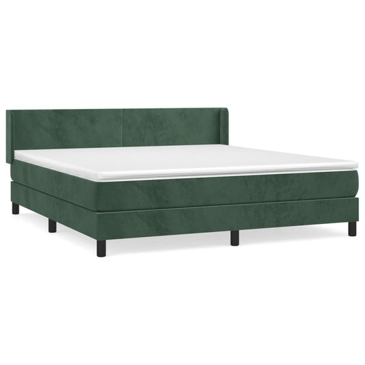 Box Spring Postel S Matrací Samet Tmavě Zelená