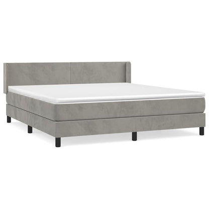 Box Spring Postel S Matrací Samet Světle Šedá