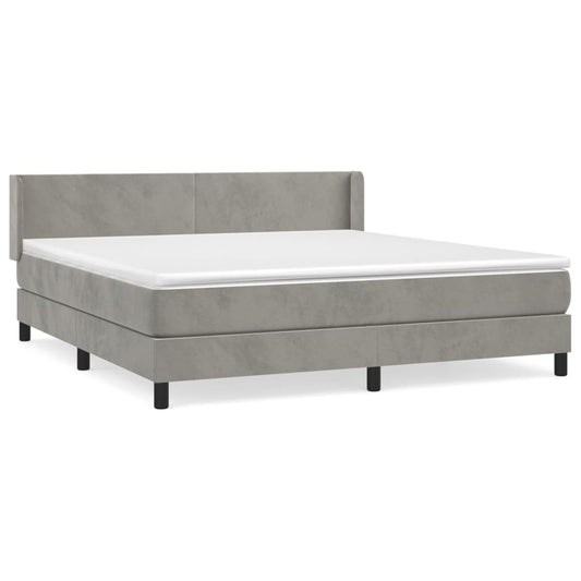 Box Spring Postel S Matrací Samet Světle Šedá