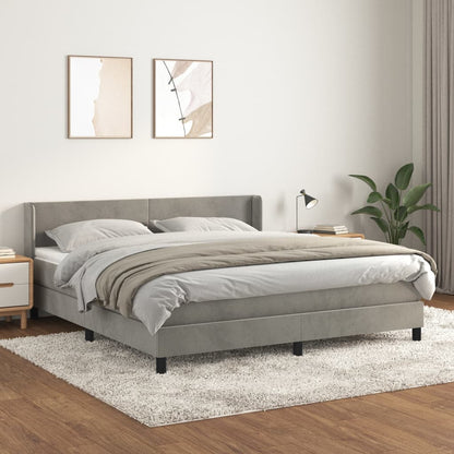 Box Spring Postel S Matrací Samet Světle Šedá