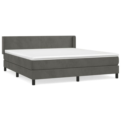 Box Spring Postel S Matrací Samet Tmavě Šedá