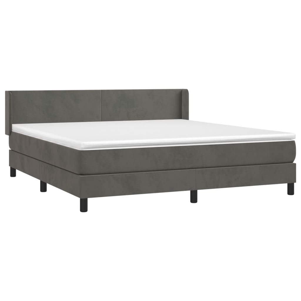 Box Spring Postel S Matrací Samet Tmavě Šedá